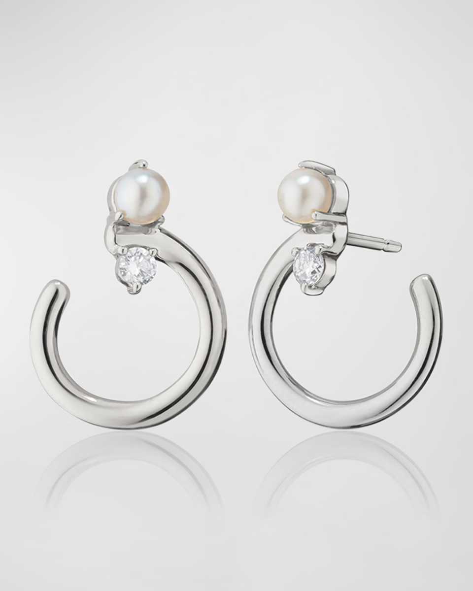 Galaxy Wrap Hoop Earrings with Mother-of-Pearl and White Sapphires